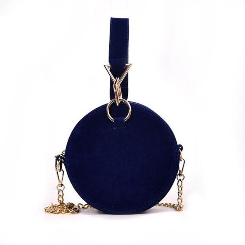 loomrack Round Suede Crossbody Top Handle Bag Top Handle Bags Blue