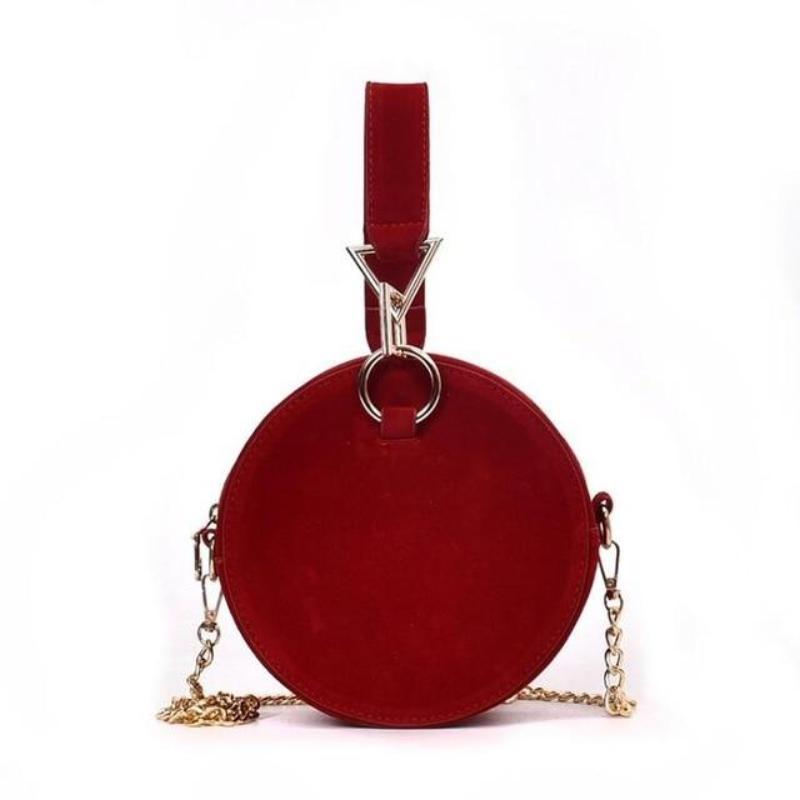 loomrack Round Suede Crossbody Top Handle Bag Top Handle Bags Red