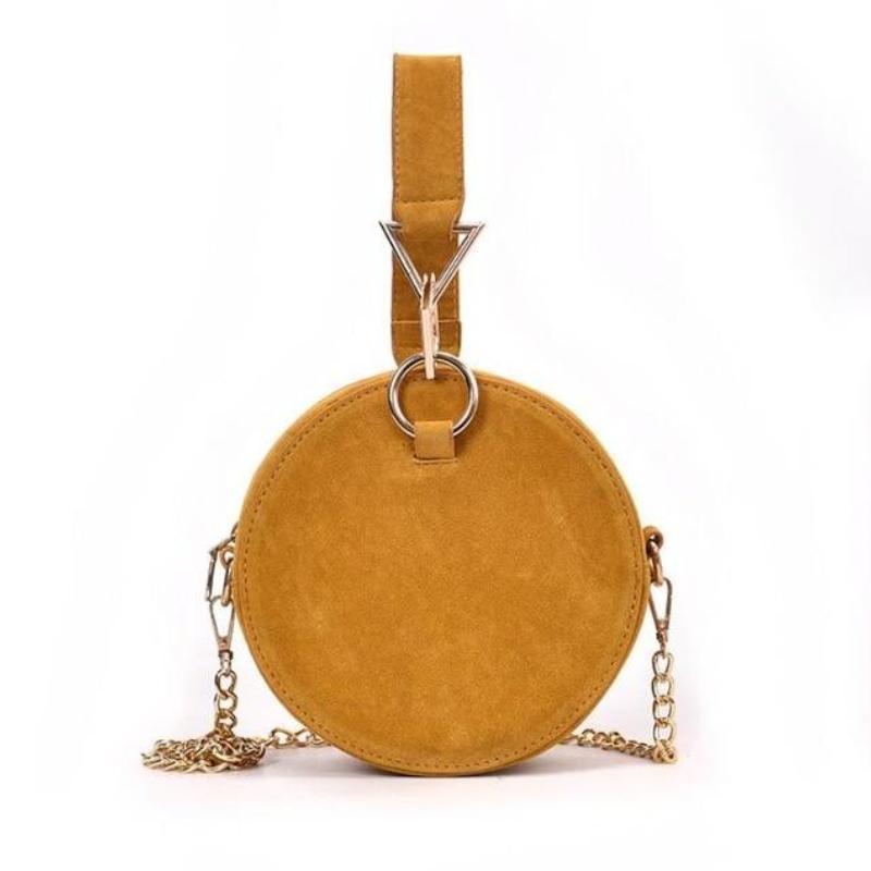 loomrack Round Suede Crossbody Top Handle Bag Top Handle Bags Yellow