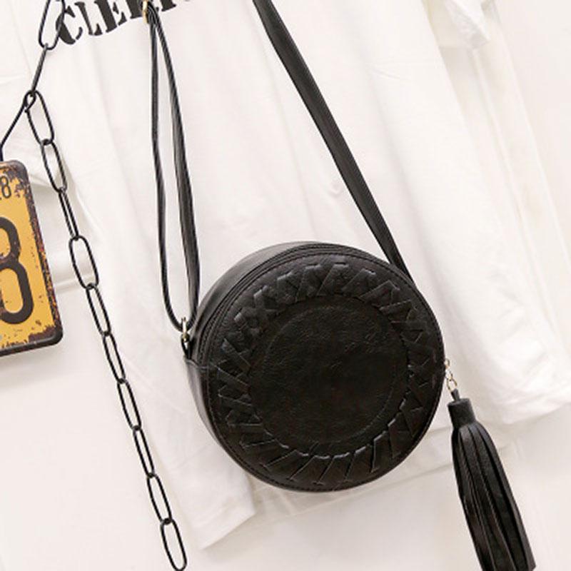 loomrack Round Woven Crossbody Bag Cross Body Bags Black