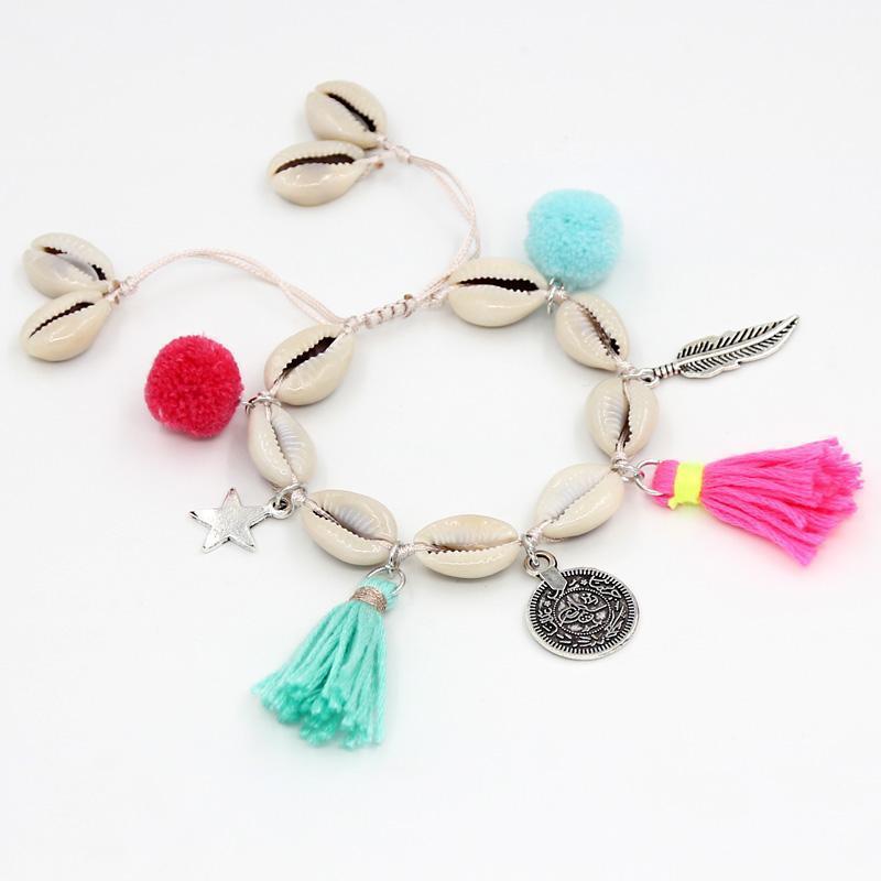 loomrack Seashell Embellished Ankle Bracelet Ankle Bracelets Multi