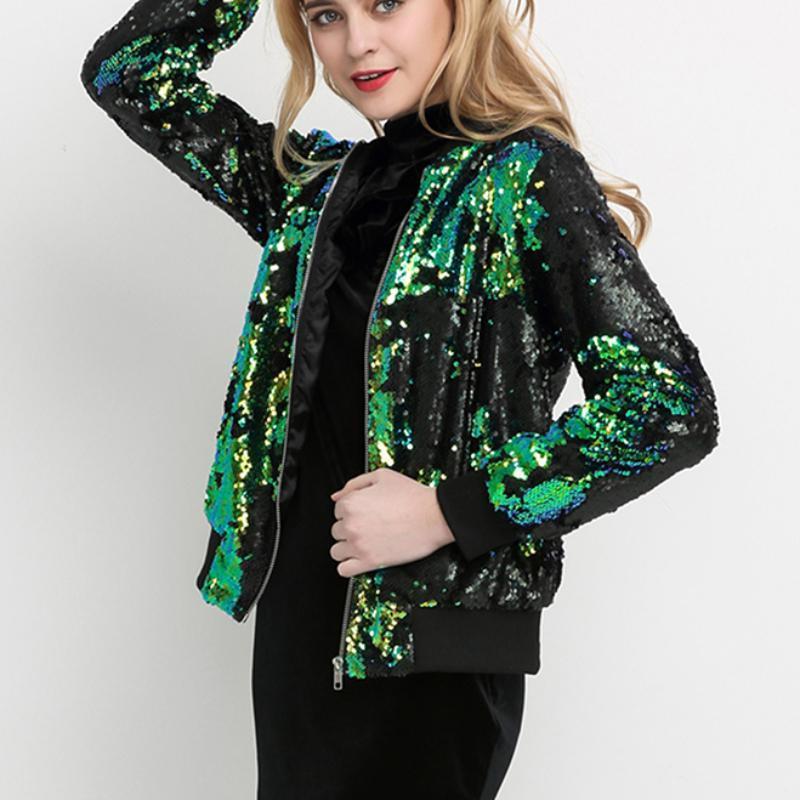 loomrack Sequin Bomber Jacket Jackets