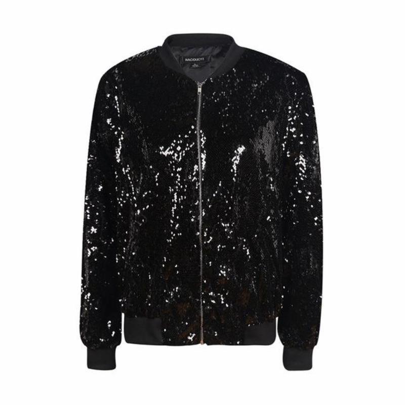 loomrack Sequin Bomber Jacket Jackets Black / S