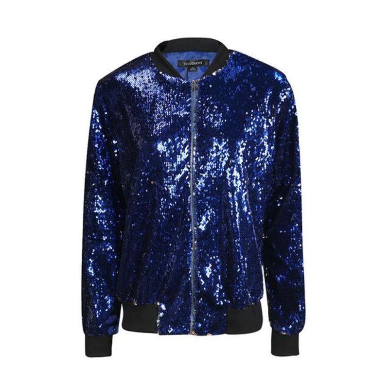 loomrack Sequin Bomber Jacket Jackets Blue / S