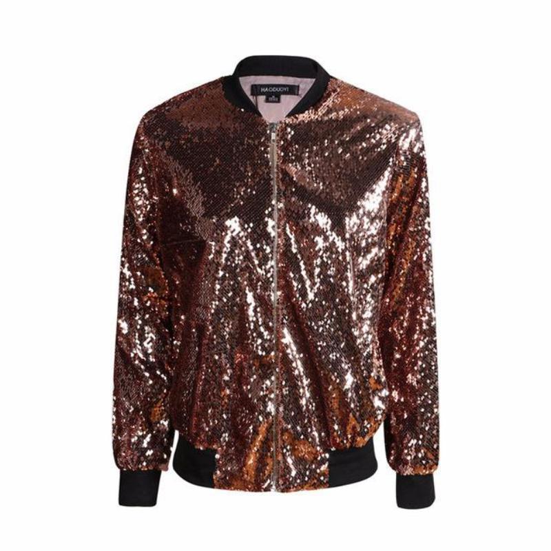 loomrack Sequin Bomber Jacket Jackets Gold / S