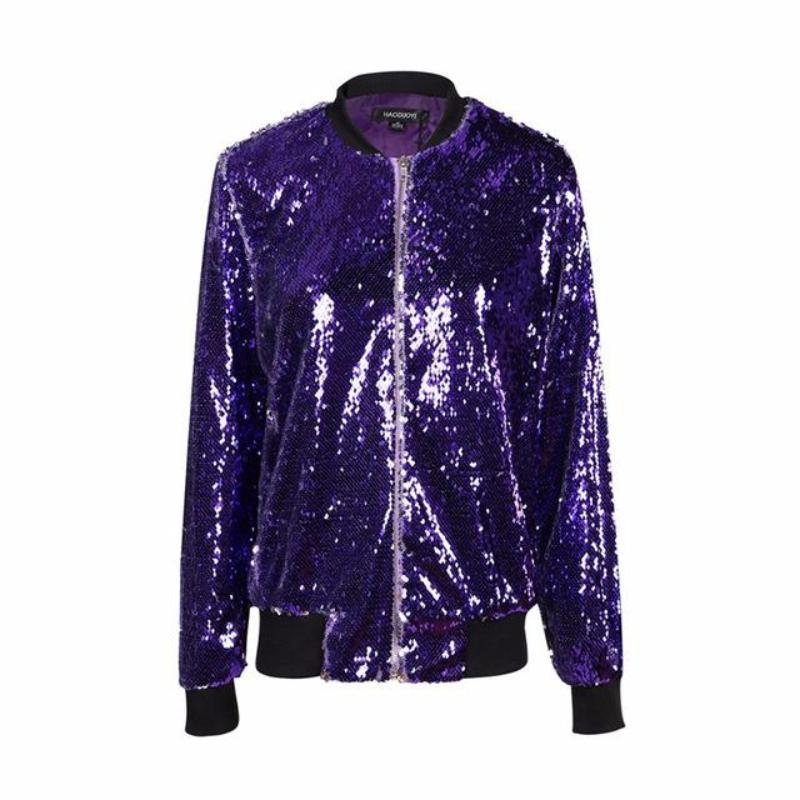 loomrack Sequin Bomber Jacket Jackets Purple / S