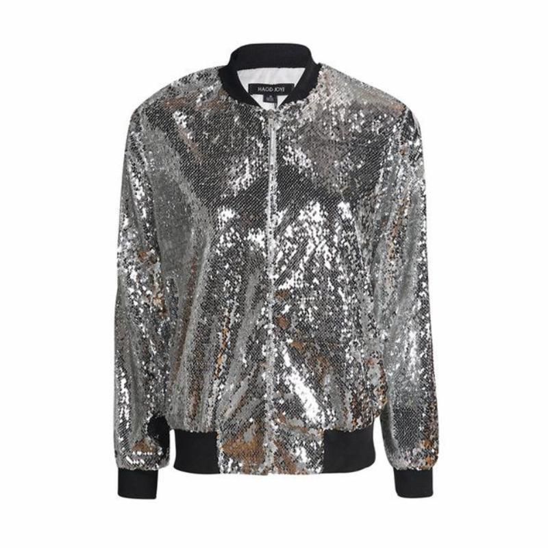 loomrack Sequin Bomber Jacket Jackets Sliver / S