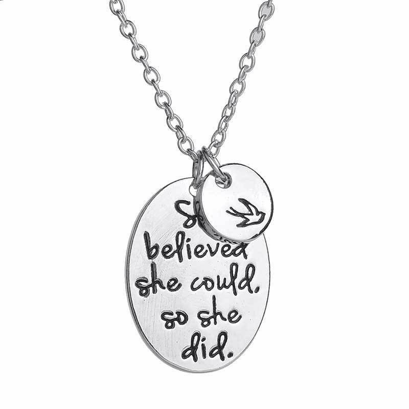 loomrack She Believed She Could so She Did Necklace with Bird Pendant Pendant Necklaces