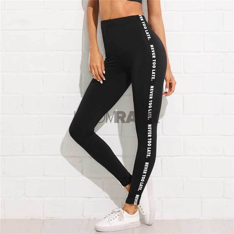 loomrack Side Quote Print Super Stretchy Leggings Leggings Black / XS