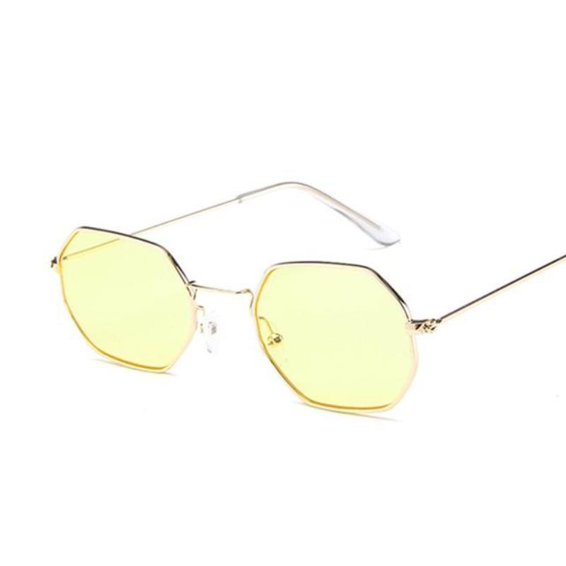 loomrack Small Vintage Metal Hexagon Frame Sunglasses Sunglasses Gold Yellow