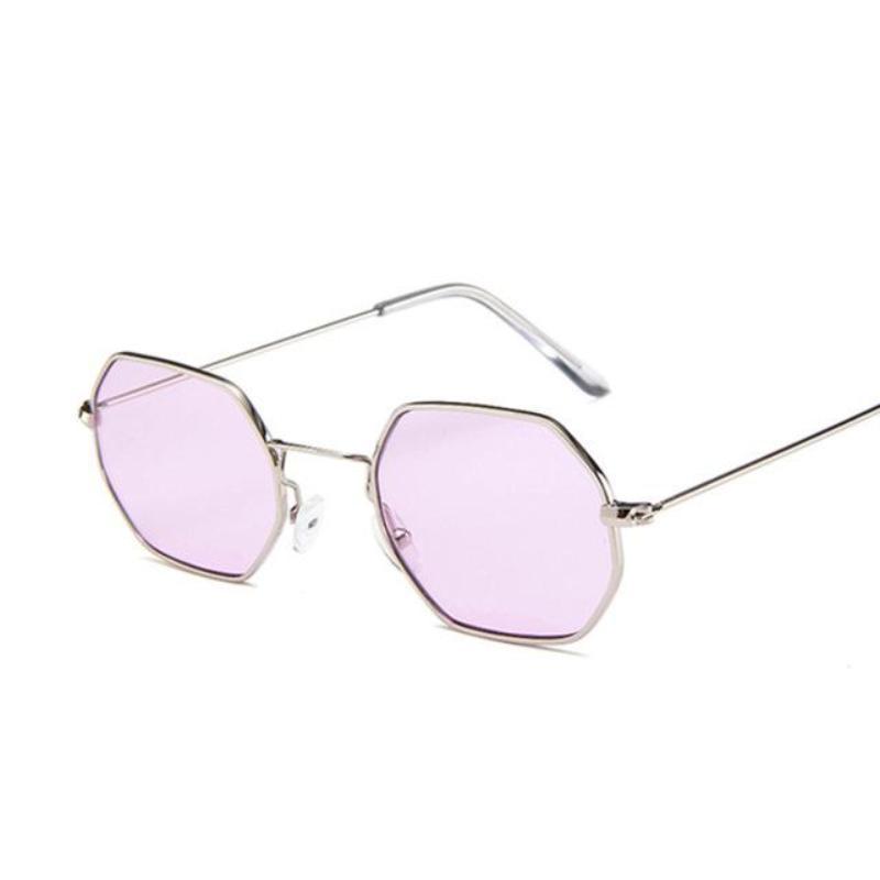 loomrack Small Vintage Metal Hexagon Frame Sunglasses Sunglasses Silver Purple