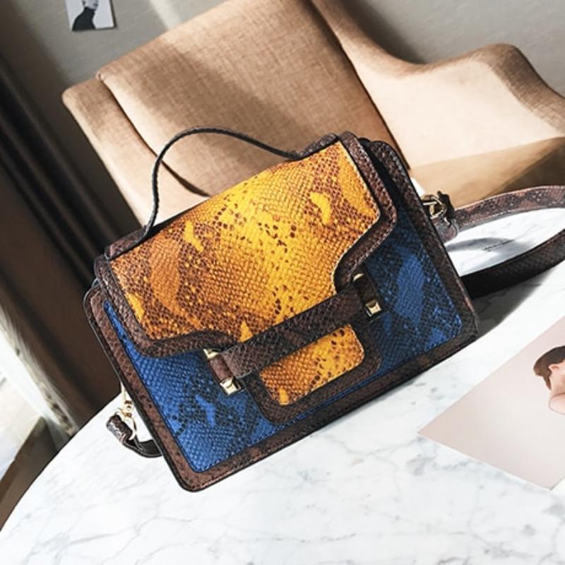 loomrack Snakeskin Cross Body Messenger Flap Bag Cross Body Bags Blue / (20cm<Max Length<30cm)