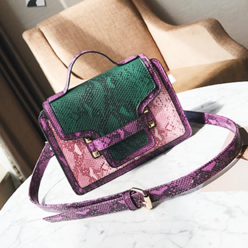 loomrack Snakeskin Cross Body Messenger Flap Bag Cross Body Bags Pink / (20cm<Max Length<30cm)