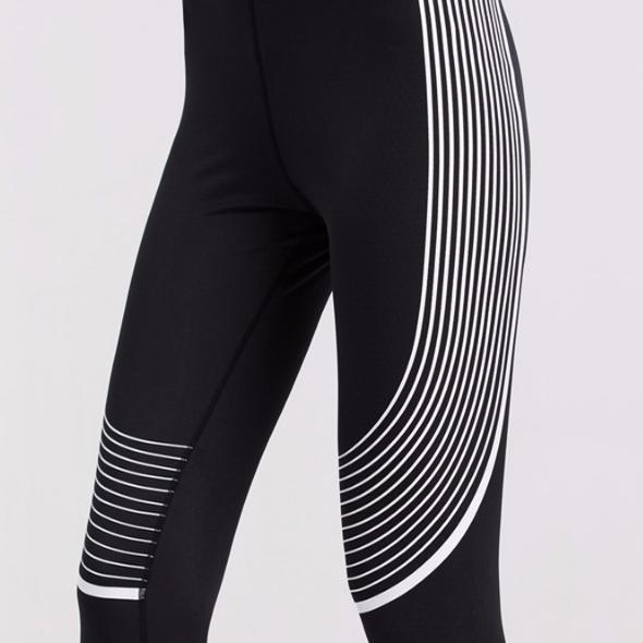 loomrack Spiral Reflective Compression Leggings Running Tights BLACK WHITE / S