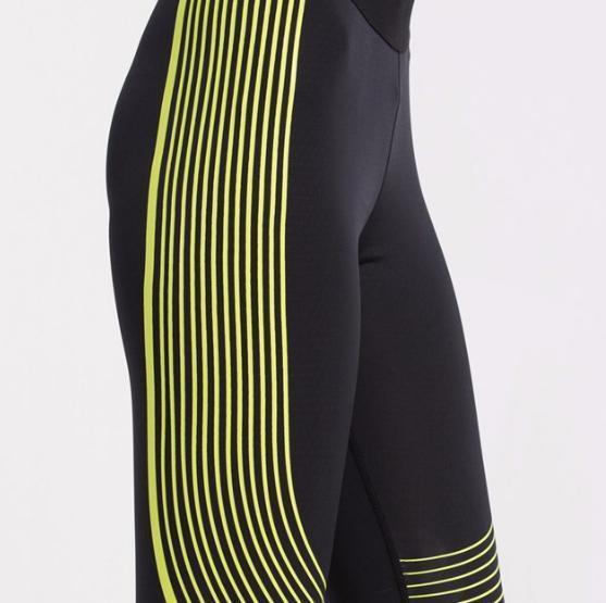 loomrack Spiral Reflective Compression Leggings Running Tights BLACK YELLOW / S