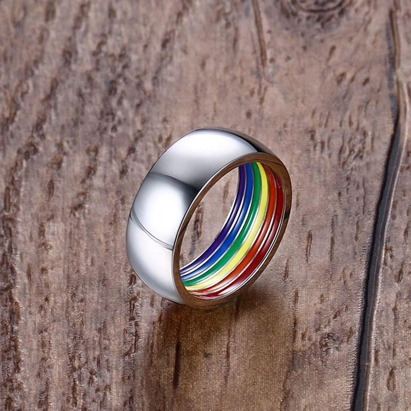 loomrack Stainless Steel Rainbow Pride Ring Rings