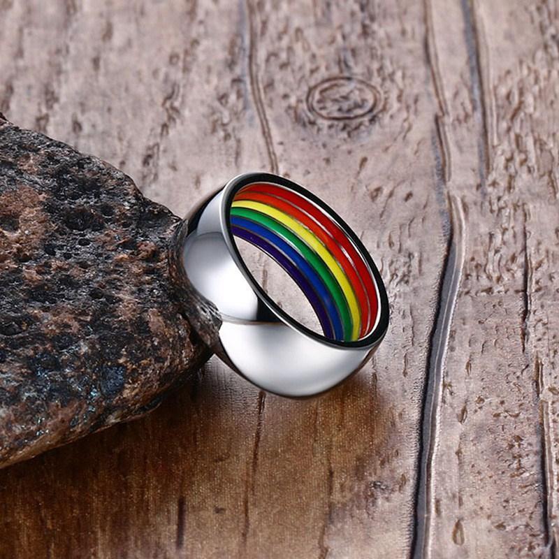 loomrack Stainless Steel Rainbow Pride Ring Rings