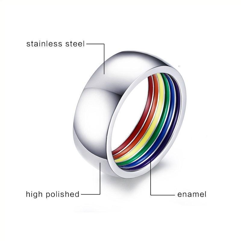 loomrack Stainless Steel Rainbow Pride Ring Rings