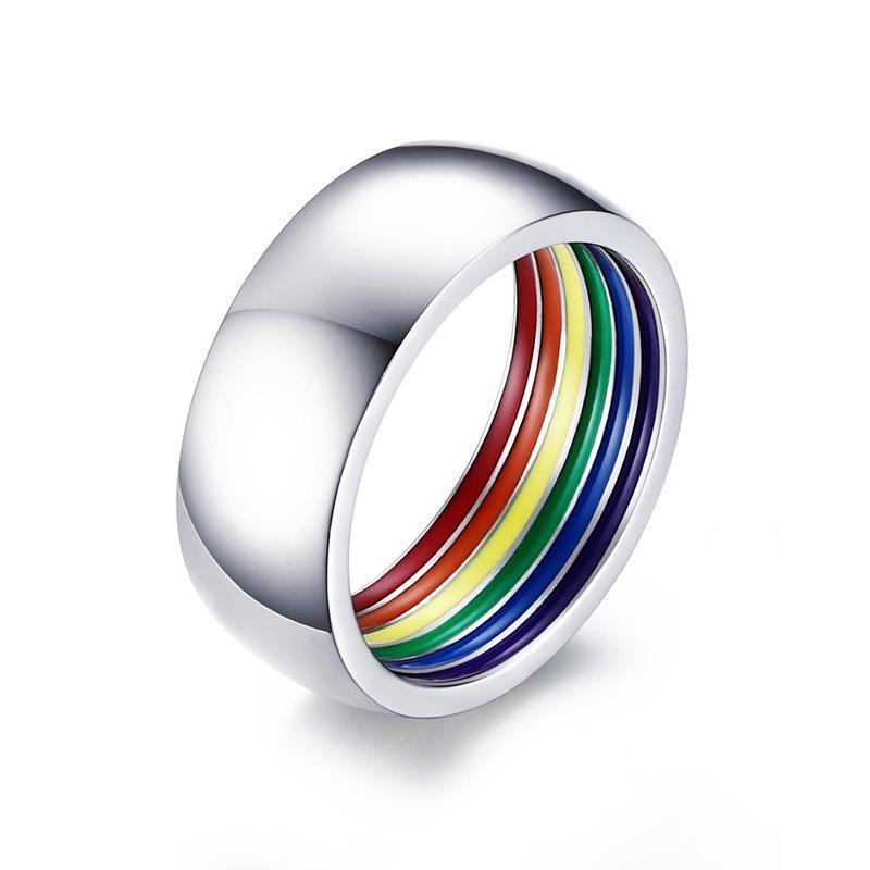 loomrack Stainless Steel Rainbow Pride Ring Rings 7