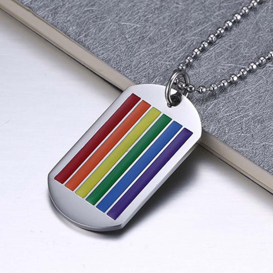 loomrack Stainless Steel Rainbow Pride Tag Necklace Pendant Necklaces