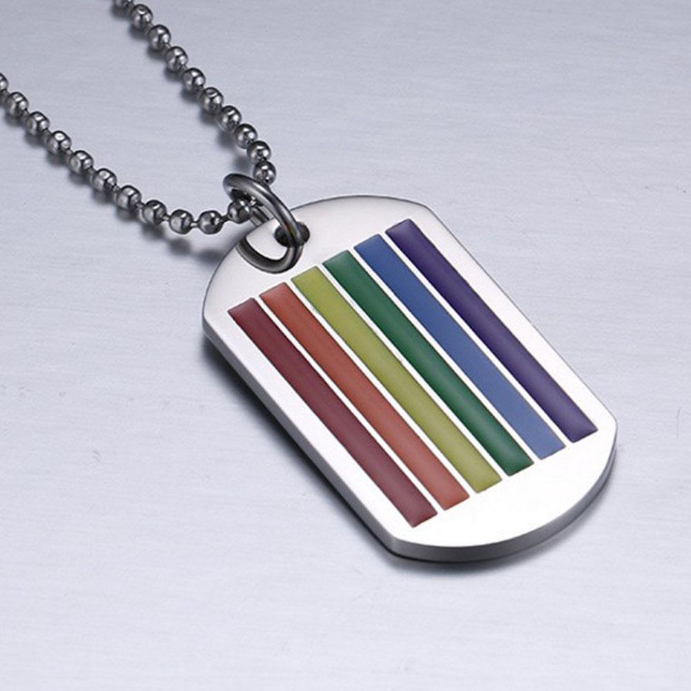 loomrack Stainless Steel Rainbow Pride Tag Necklace Pendant Necklaces