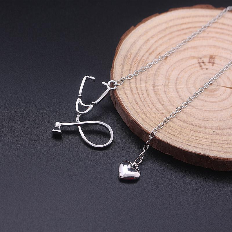 loomrack Stethoscope Heart Pendant Necklace Pendant Necklaces Silver