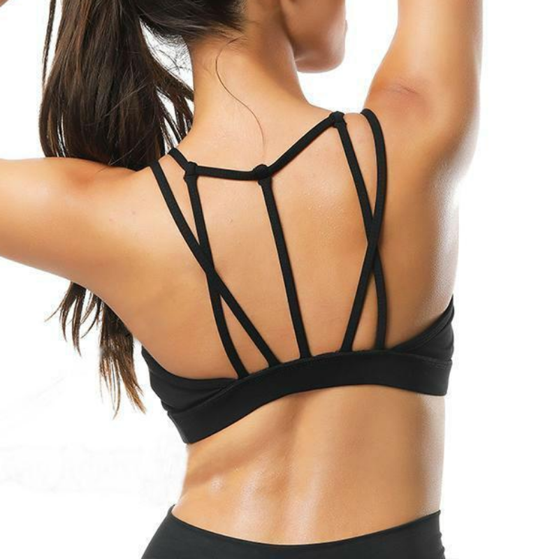 loomrack Strappy Mesh Push-up Workout Bralette Sports Bras