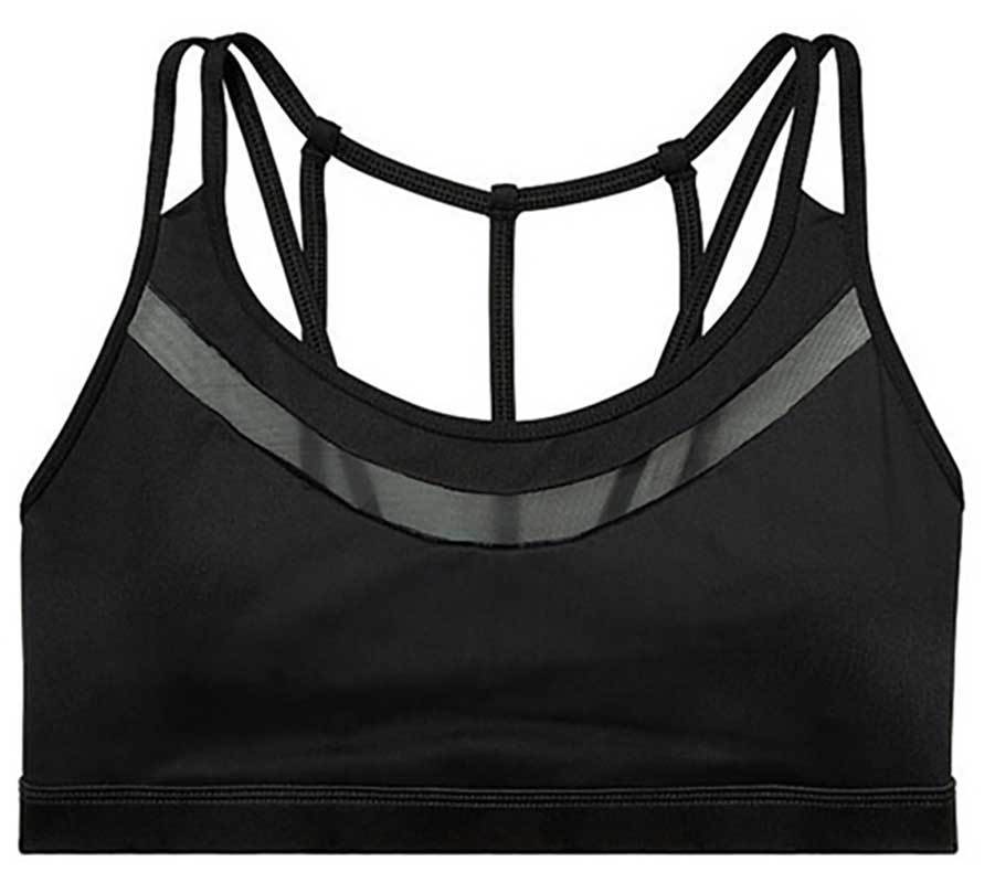 loomrack Strappy Mesh Push-up Workout Bralette Sports Bras Black / L