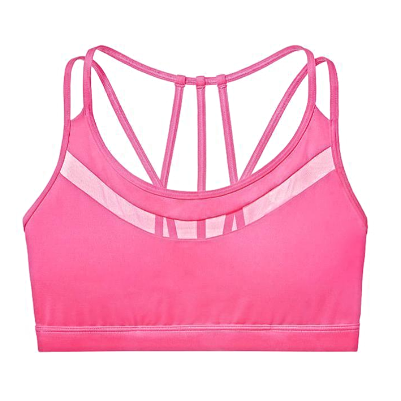 loomrack Strappy Mesh Push-up Workout Bralette Sports Bras Pink / L