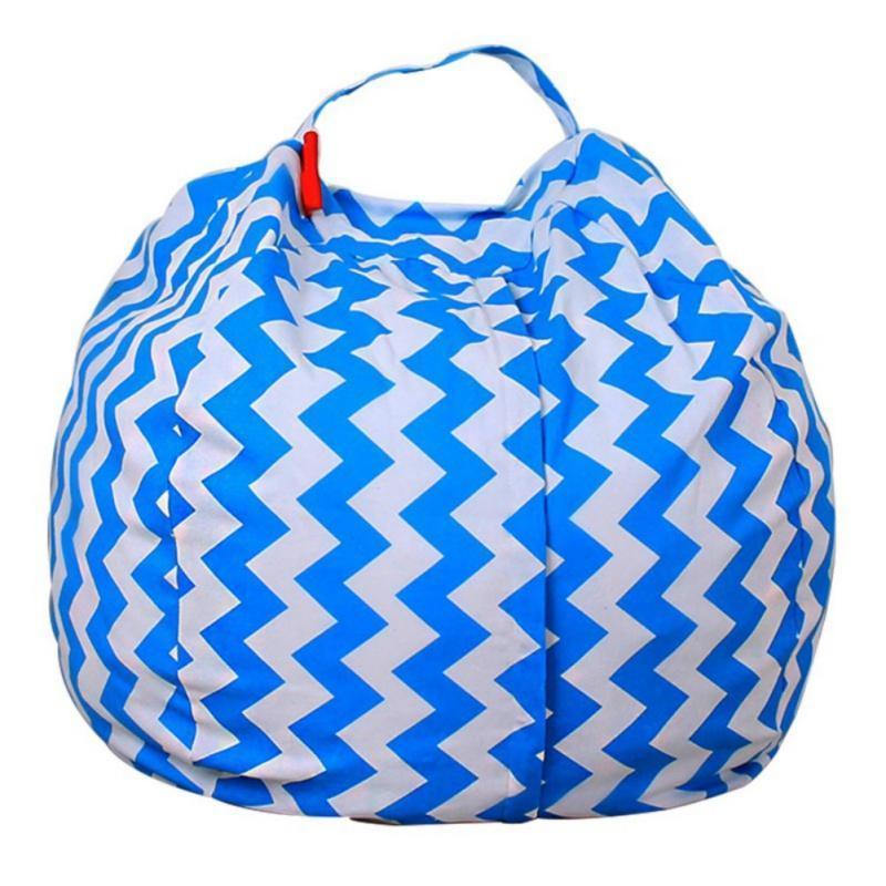 loomrack Stuffed Animal Toy Storage Bean Bag Baby Accessories Diameter  140CM / Blue ZigZag / United States