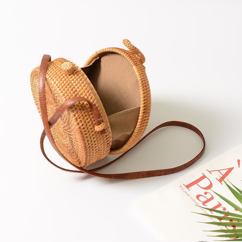 loomrack Sun Pattern Handmade Rattan Bag Shoulder Bags