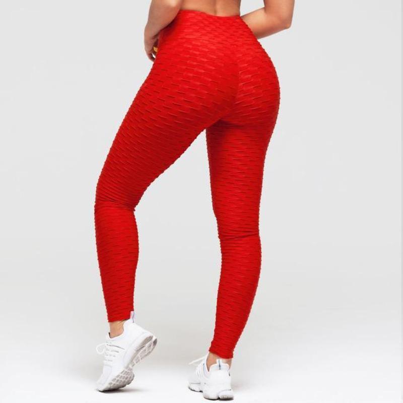 loomrack Super High Waist Textured Leggings Leggings Red / S