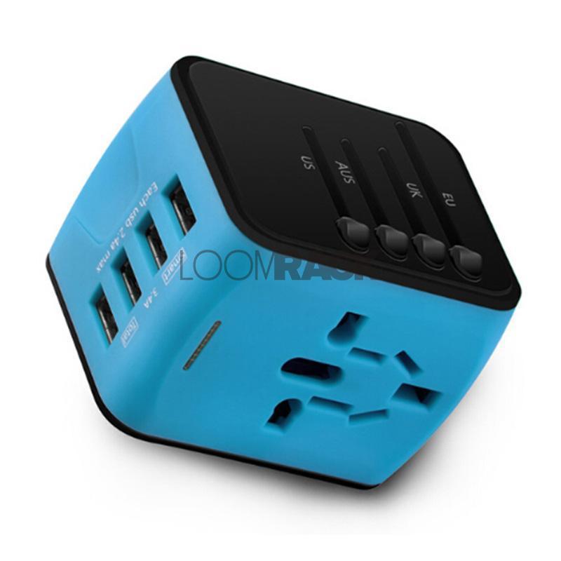 loomrack The Best Universal Travel Adapter for International Jet-Setters Travel Accessories Blue 4-USB