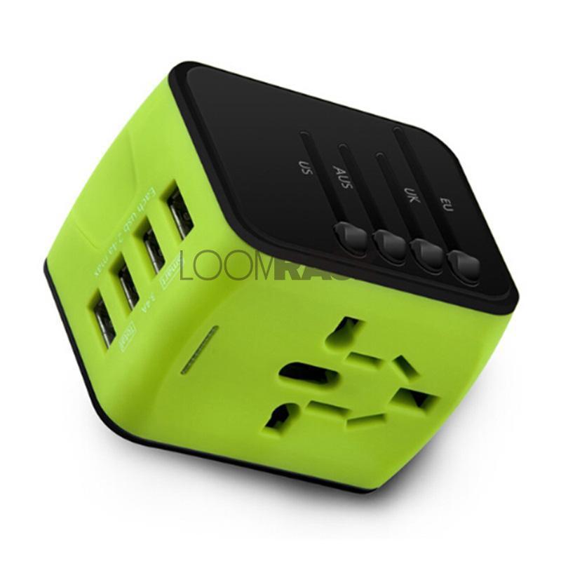 loomrack The Best Universal Travel Adapter for International Jet-Setters Travel Accessories Green 4-USB