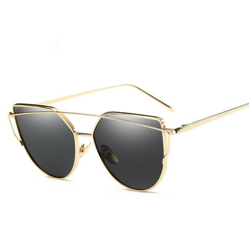 loomrack Thin Metal Frame Cat Eye Sunglasses Sunglasses Gold Black