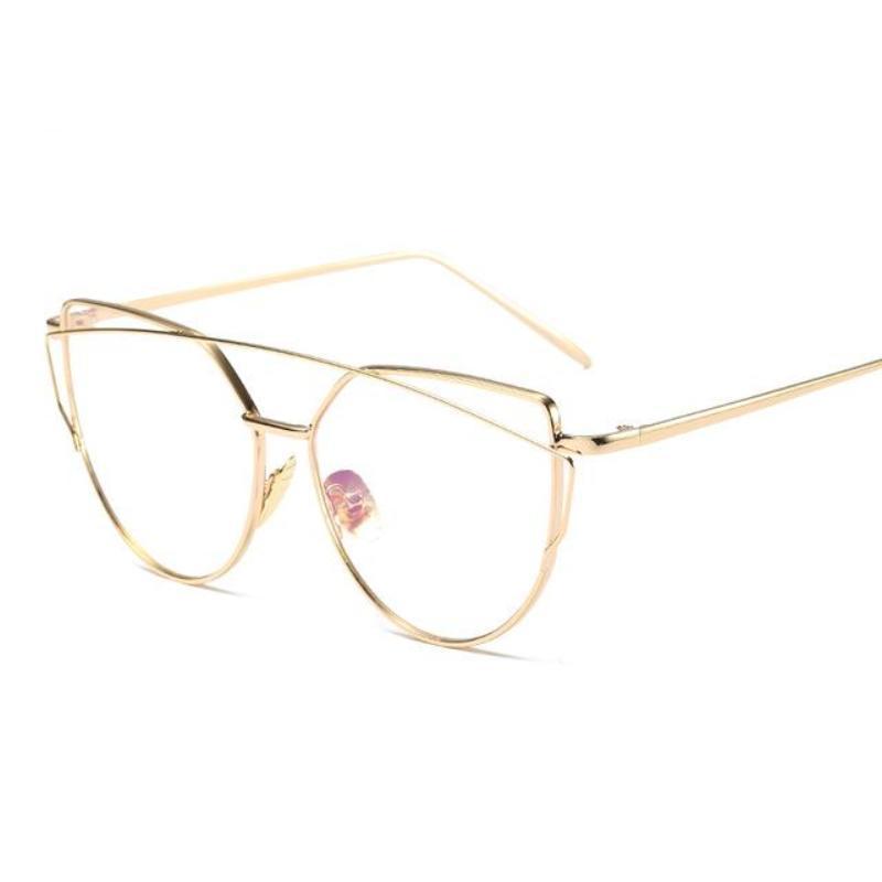 loomrack Thin Metal Frame Cat Eye Sunglasses Sunglasses Gold Clear