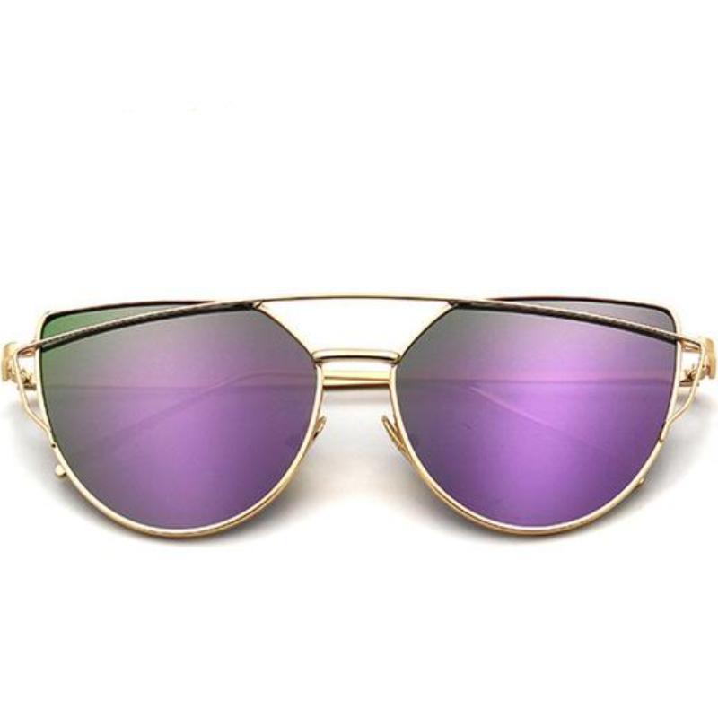 loomrack Thin Metal Frame Cat Eye Sunglasses Sunglasses Gold Purple