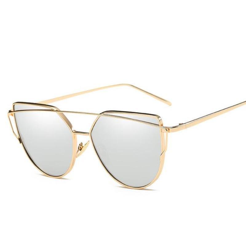 loomrack Thin Metal Frame Cat Eye Sunglasses Sunglasses Gold Sliver