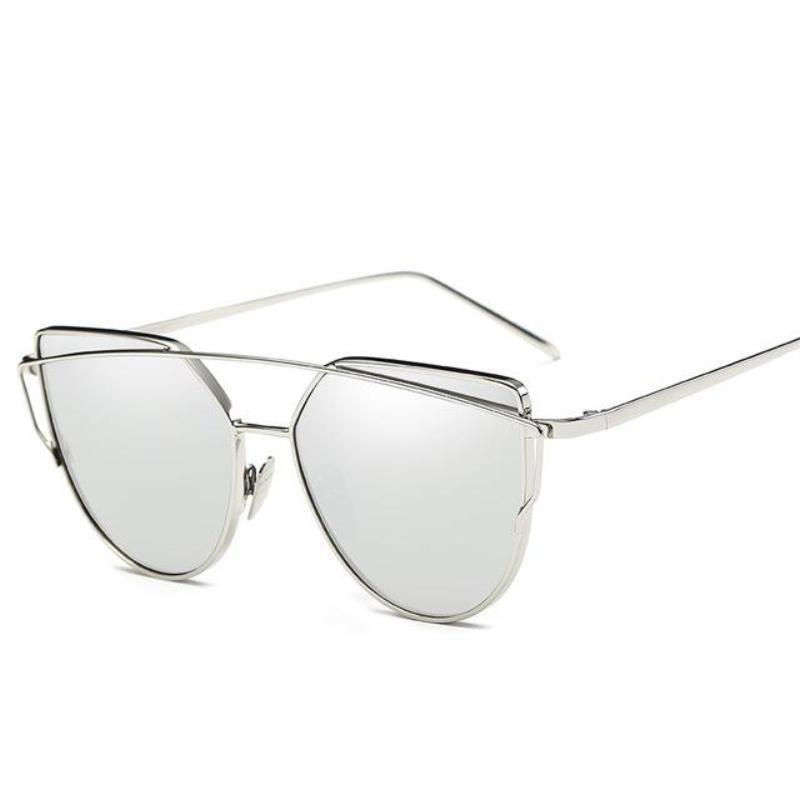 loomrack Thin Metal Frame Cat Eye Sunglasses Sunglasses Sliver Sliver