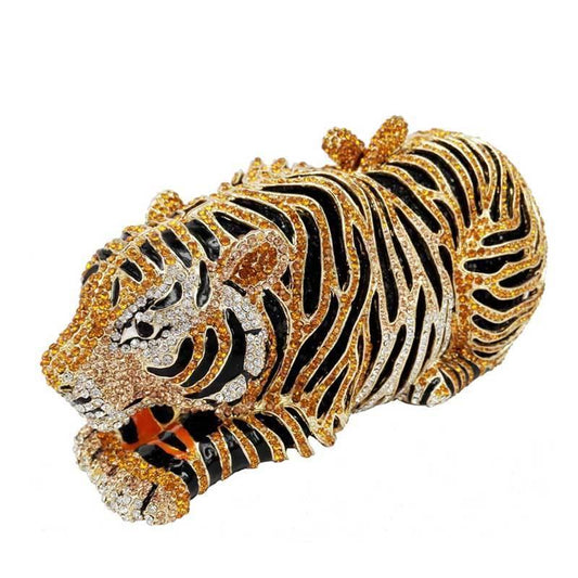 loomrack Tiger Crystal Evening Clutch Evening Bags Gold