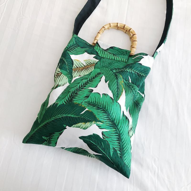 loomrack Tropical Boho Bamboo Handle Bag Top-Handle Bags