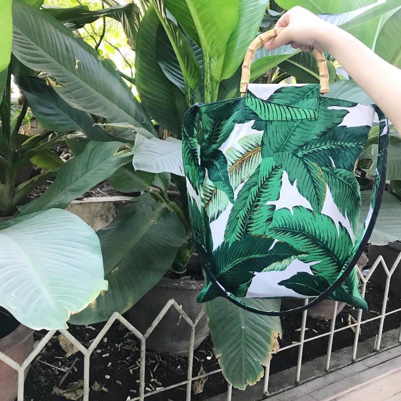 loomrack Tropical Boho Bamboo Handle Bag Top-Handle Bags