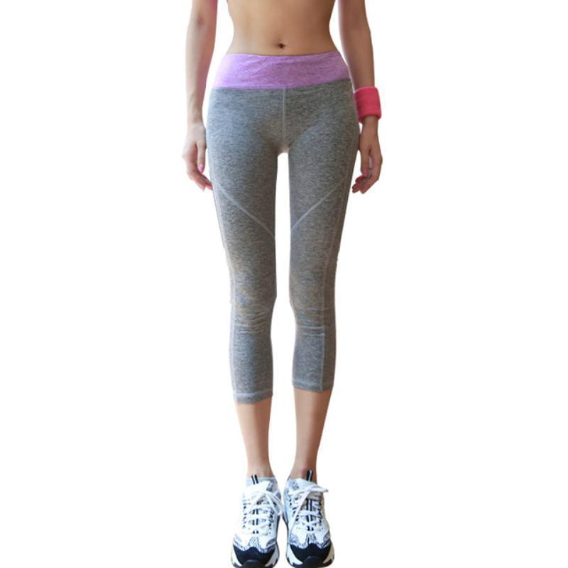 loomrack Tropical Reflective Capri Leggings Running Pants gray / S