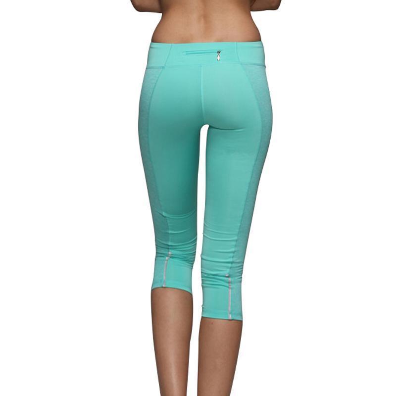 loomrack Tropical Reflective Capri Leggings Running Pants Green / S