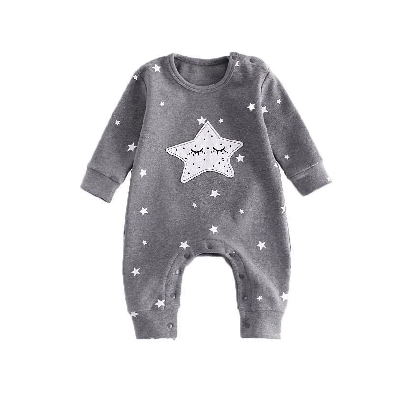 loomrack Twinkle Twinkle Little Star Moon Romper Rompers Grey / 3M