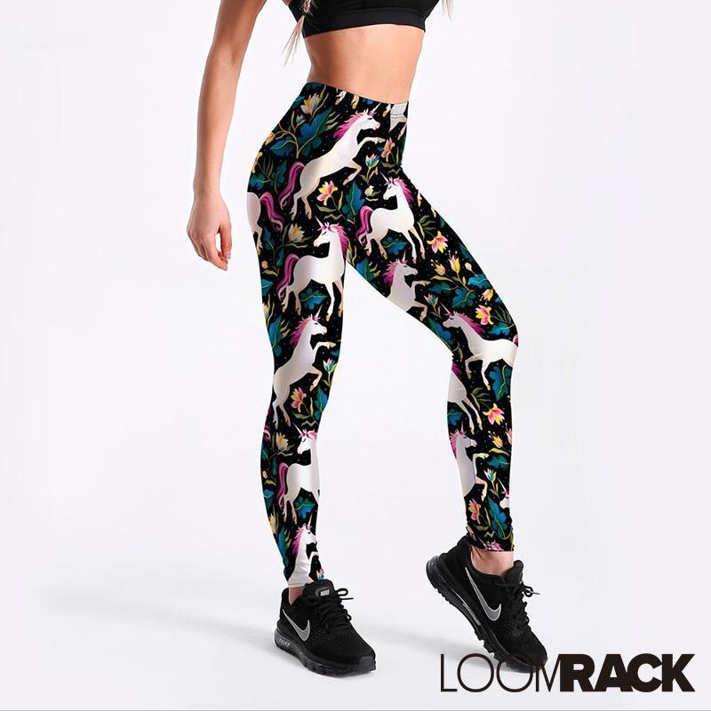 loomrack Unicorn Flower Print Leggings Leggings S