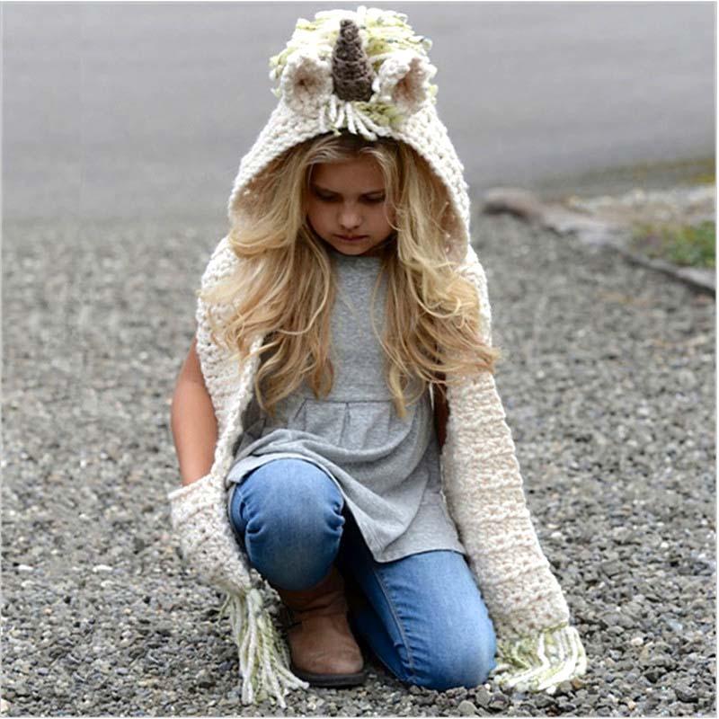 loomrack Unicorn Winter Hat Scarf Wrap With Hand Pockets Baby Accessories