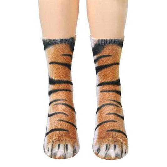 loomrack Unisex Adult Animal Paw Crew Socks Tiger Socks Tiger