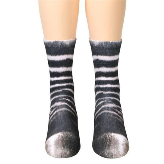 loomrack Unisex Adult Animal Paw Crew Socks Zebra Socks Zebra