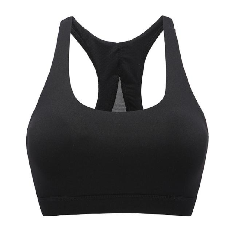 loomrack V-shape Mesh Crop Workout Top Sports Bras Black / S